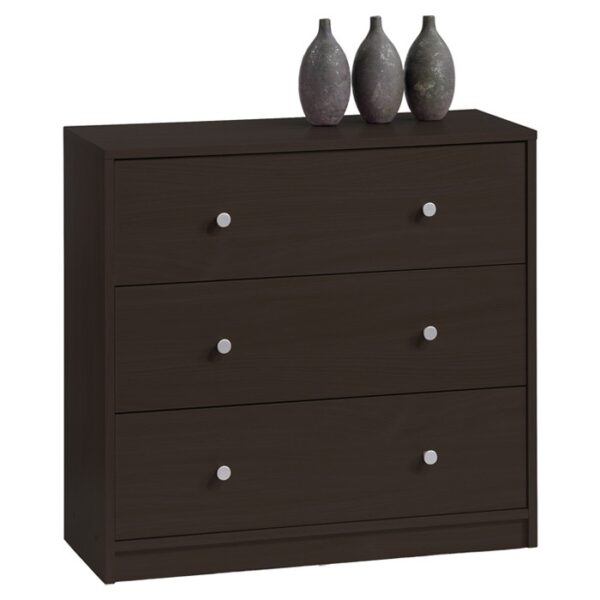 Modern 3-Drawer Chest Bedroom Bureau in Dark Brown Wood Finish - Image 2