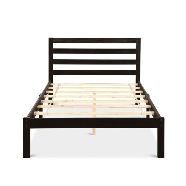 Twin size Wood Platform Bed Frame with Headboard in Espresso - Image 5