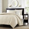 Twin / Twin XL size Quilted Coverlet Set with One Pillow Sham in Ivory - Image 2