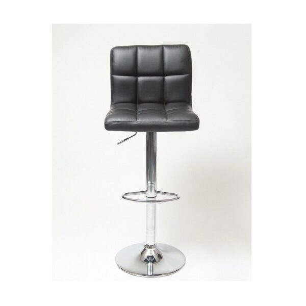 Set of 2 - Adjustable Height Bar Stool with Black Faux Leather Cushion Seat - Image 2