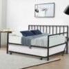 Twin size Black Metal Daybed with Roll-out Trundle Bed Frame - Image 3