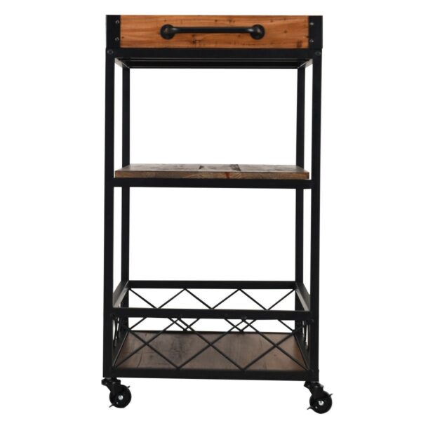 Wood Iron Kitchen Cart with Removeable Tray Top and Wheels - Image 4