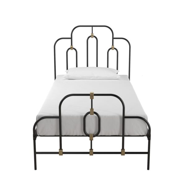 Twin size Farmhouse Adjustable Height Platform Bed in Black Gold Metal Finish - Image 3