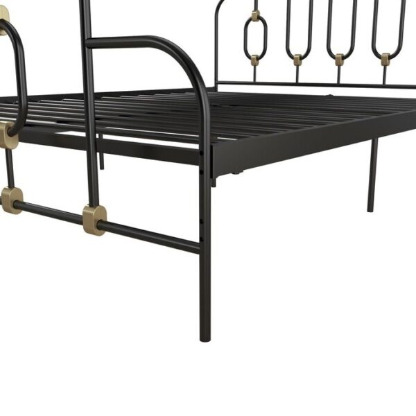 Twin size Farmhouse Adjustable Height Platform Bed in Black Gold Metal Finish - Image 4