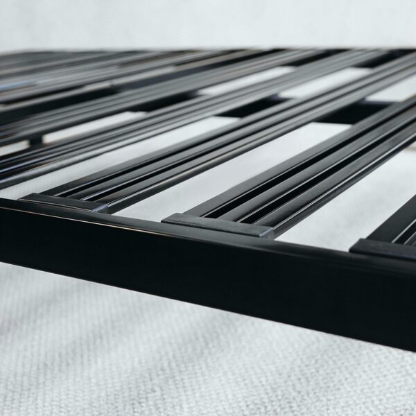 Twin size Sturdy Black Metal Platform Bed Frame with Wide Steel Slats - Image 2