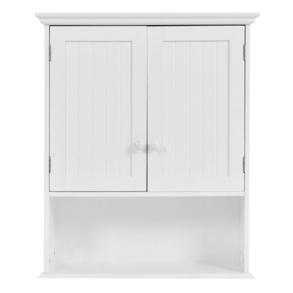 White Wall Mount Bathroom Cabinet with Storage Shelf