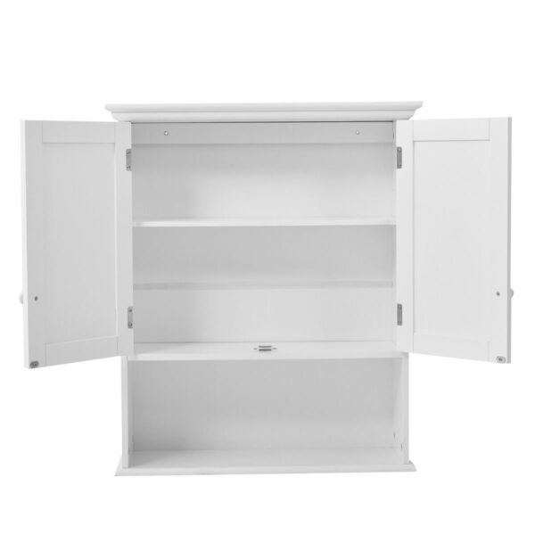 White Wall Mount Bathroom Cabinet with Storage Shelf - Image 2