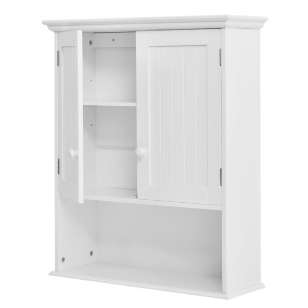 White Wall Mount Bathroom Cabinet with Storage Shelf - Image 3