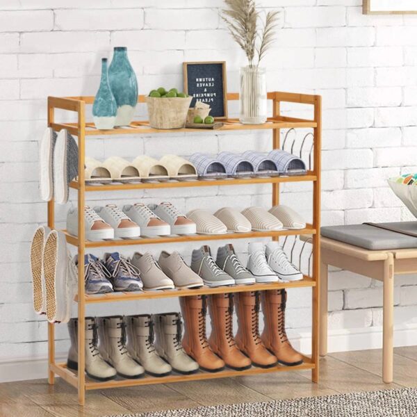 Bamboo 5-Shelf Multifunctional Shoe Rack - Holds up to 20 Pair of Shoes - Image 2