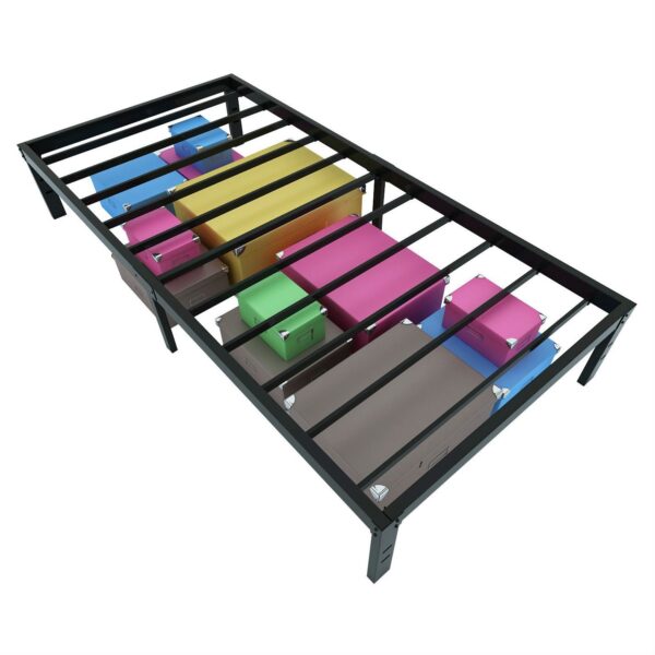 Twin XL College Dorm Heavy Duty Black Metal Platform Bed Frame - Image 3