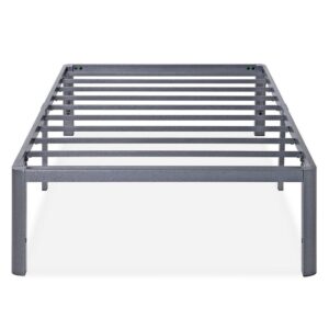 Twin Heavy Duty Platform Bed Frame with Round Corners in Grey Metal
