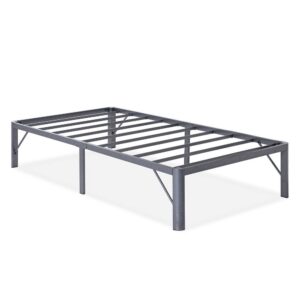 Twin XL Heavy Duty Grey Metal Platform Bed Frame with Round Corners