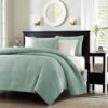 Twin / Twin XL size Coverlet Quilt Set with Sham in Seafoam Blue Green - Image 2