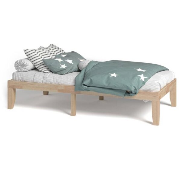 Twin Solid Wood Platform Bed Frame in Natural Finish - Image 5