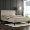 King size Taupe Upholstered Classic Platform Bed with Classic Headboard - Image 2