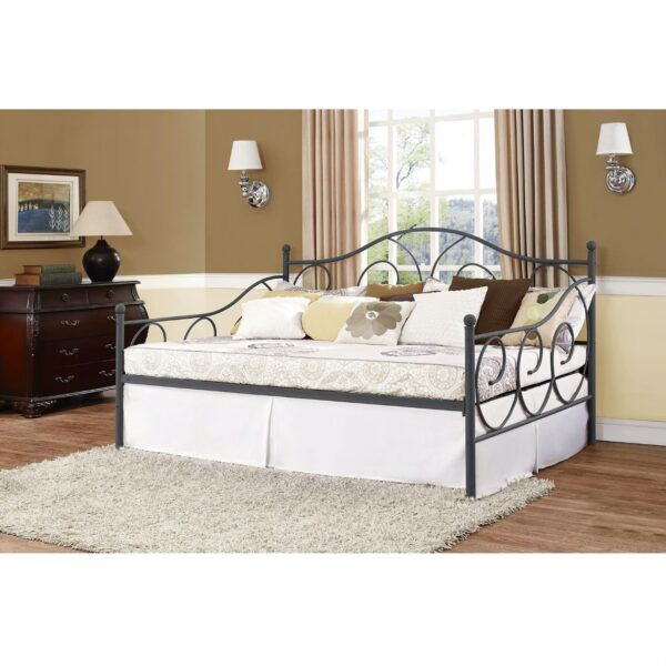 Full Metal Daybed Frame Contemporary Design Day Bed in Bronze Pewter Finish - Image 2