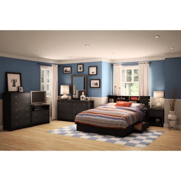 Black 6 Drawer Bedroom Dresser with Nickle Metal Knobs Handles - Image 2