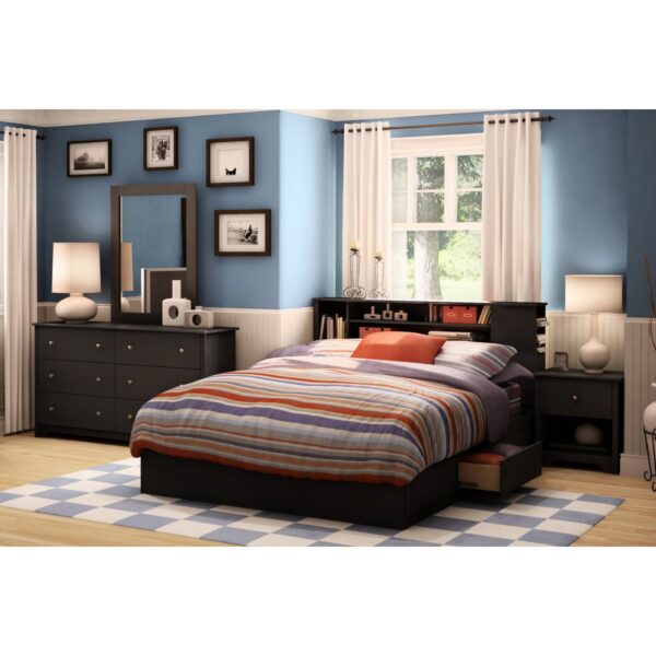 Black 6 Drawer Bedroom Dresser with Nickle Metal Knobs Handles - Image 3