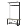 Gray Rustic Sturdy Metal Entryway Hall Tree Coat Rack