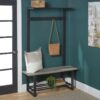 Gray Rustic Sturdy Metal Entryway Hall Tree Coat Rack - Image 2