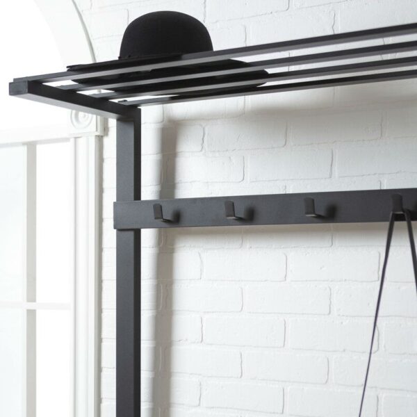 Gray Rustic Sturdy Metal Entryway Hall Tree Coat Rack - Image 4