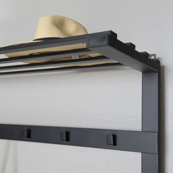 Dark Brown Walnut Rustic Sturdy Metal Entryway Hall Tree Coat Rack - Image 3
