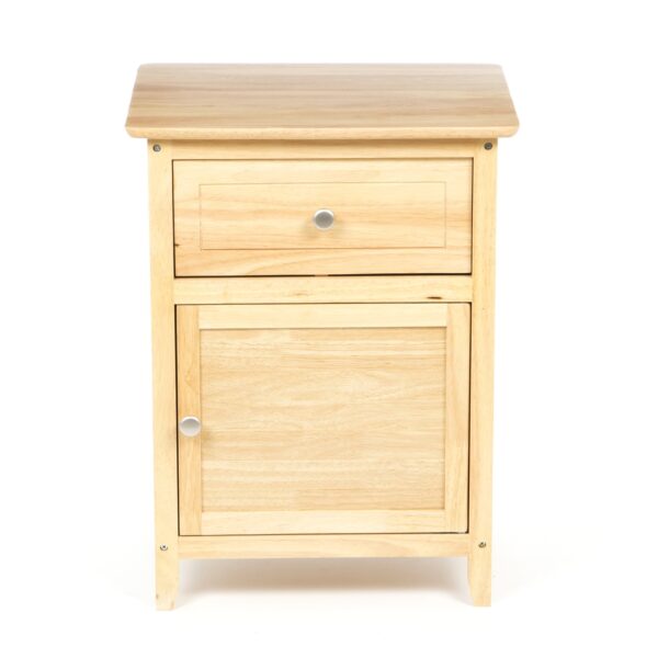 Natural Wood Finish 1-Drawer Bedside Table Cabinet Nightstand - Image 2