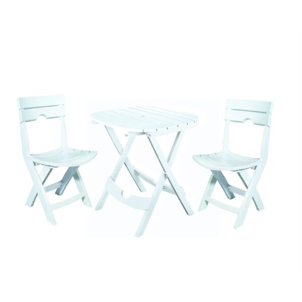 3-Piece Folding Outdoor Patio Furniture Bistro Set in White - Image 2