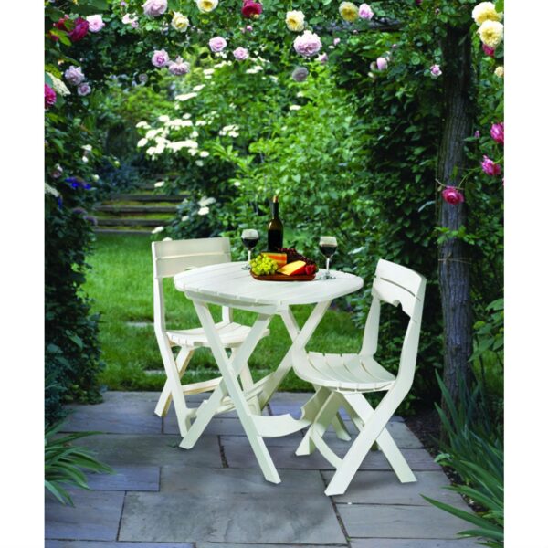 3-Piece Folding Outdoor Patio Furniture Bistro Set in White - Image 3