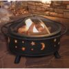 Heavy Duty Steel Metal Wood Burning Fire Pit with Moon and Stars Cutouts - Image 2