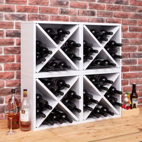 12-Bottle Stackable Wine Rack in White Wood Finish - Image 2