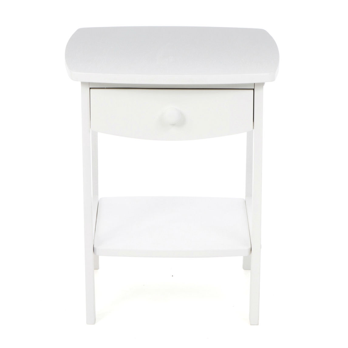 White Wood Contemporary 1-Drawer Bedside Table Nightstand - Image 3