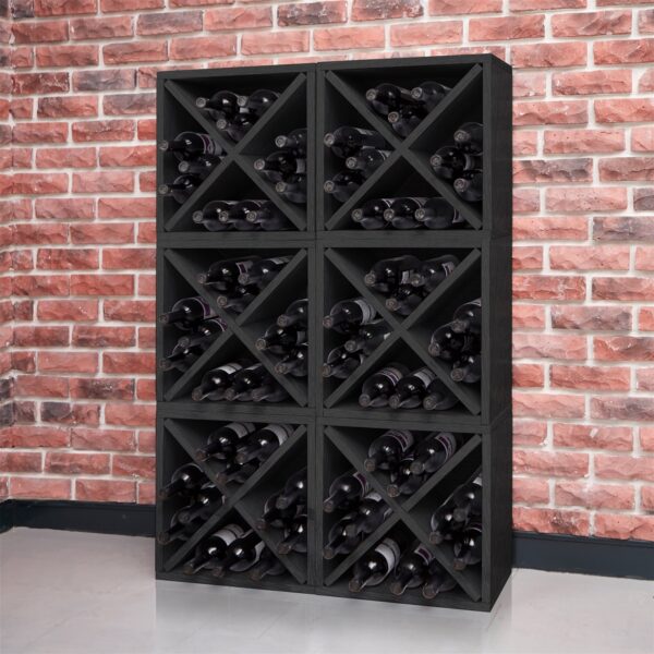 Black Wood 12-Bottle Stackable Wine Rack - Image 2
