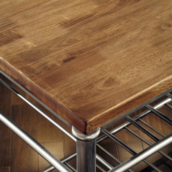 Classic French Style Hardwood Butcher Block Top Metal Kitchen Utility Table - Image 2