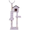 White 67 Inch Large Condo Ladder Tower Scratching Posts Play House Cat Tree - Image 2