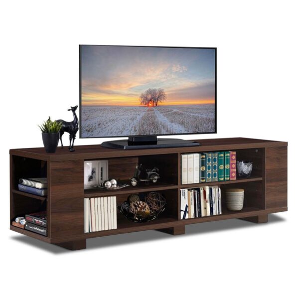 Modern TV Stand in Walnut Wood Finish - Holds up to 60-inch TV - Image 2