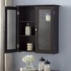 Bathroom Wall Cabinet with Two Glass Doors in Dark Espresso - Image 2