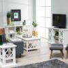 White Wood 2-Shelf Quatrefoil End Table - Image 2