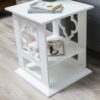 White Wood 2-Shelf Quatrefoil End Table - Image 4