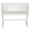Solid Wood Rocking Baby Glider Cradle with Crib Mattress in White Finish - Image 2