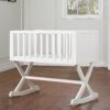 Solid Wood Rocking Baby Glider Cradle with Crib Mattress in White Finish - Image 4