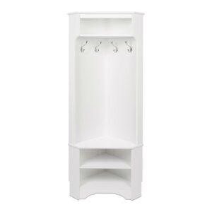 Tall Sturdy Entryway Corner Hall Tree White