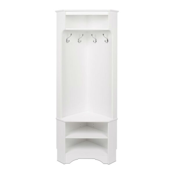 Tall Sturdy Entryway Corner Hall Tree White