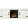 Rustic White Electric Fireplace Mantel Storage TV Stand Fits Up To 60 Inches w/ Remote Control