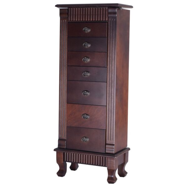 Classic 7-Drawer Jewelry Armoire Wood Storage Chest Cabinet - Image 2