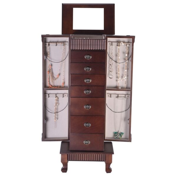 Classic 7-Drawer Jewelry Armoire Wood Storage Chest Cabinet - Image 5