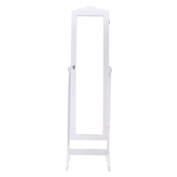 Locking White Wood Jewelry Armoire Cabinet Floor Mirror - Image 4