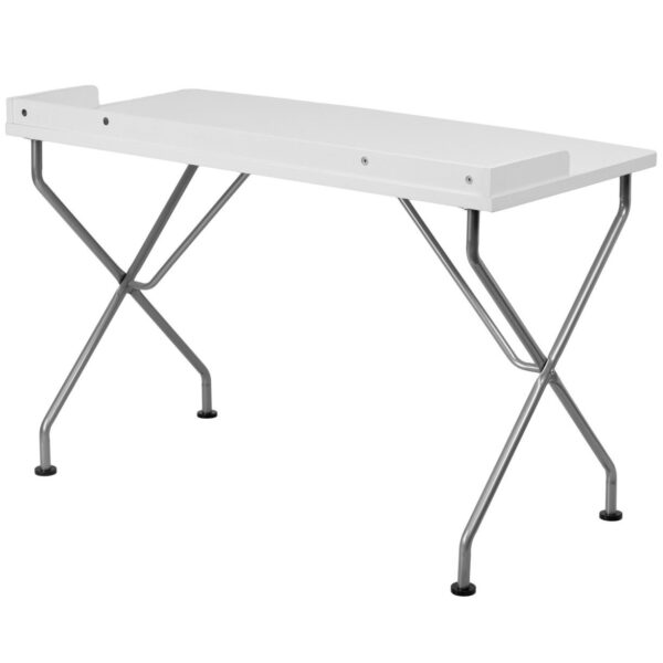 Modern White Top Silver Frame Office Table Computer Desk - Image 2