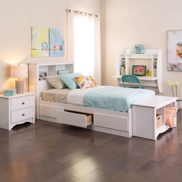 White Wall-Mounted Modern Space Saving Laptop Computer Desk - Image 3