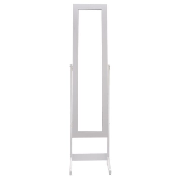 White Wood Jewelry Storage Cabinet Freestanding Floor Mirror - Image 3